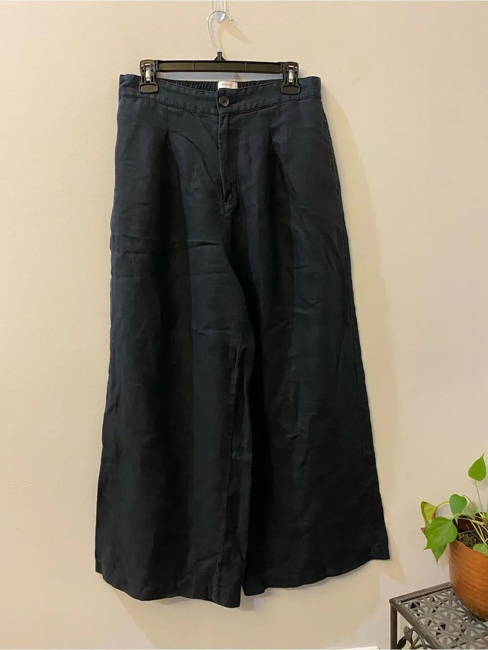 Halston Heritage Black Wide-Leg 100% Linen Pants Women’s Size 10